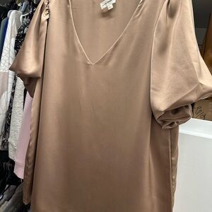 Elegant Tan Satin Blouse